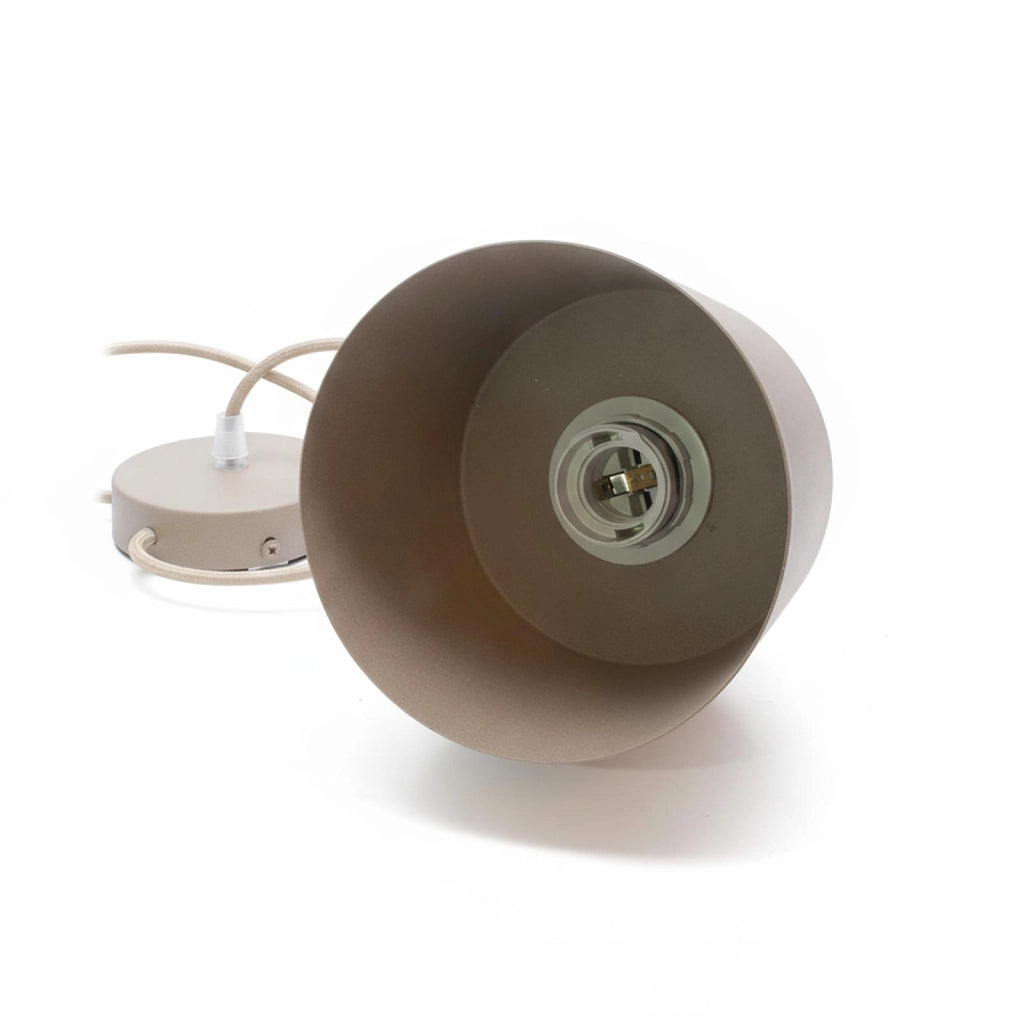 Lampadario moderno a sospensione 1x E27 60W pendente in alluminio tortora altezza regolabile luce tavolo cucina bar ristorante