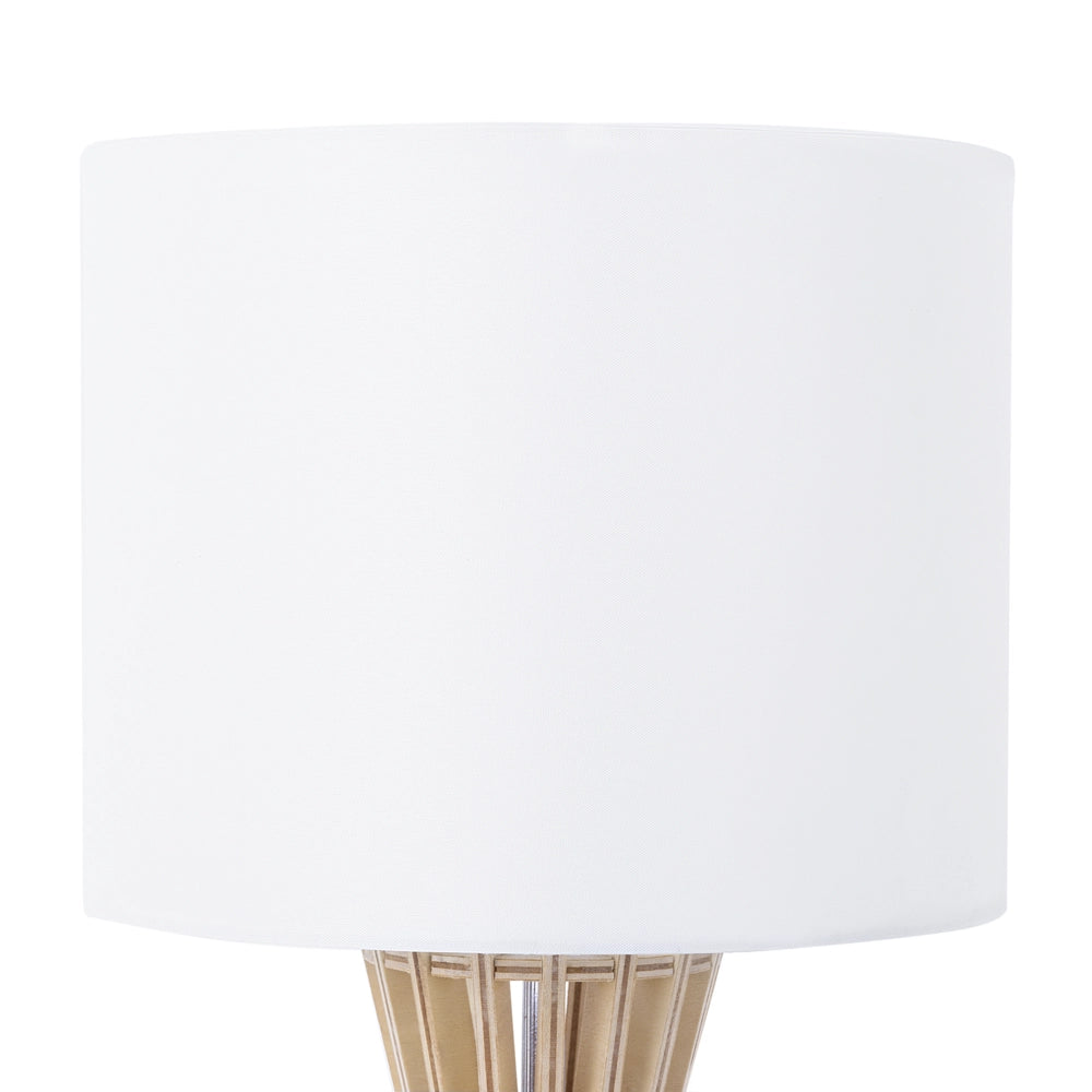 Lampada da Tavolo Legno Chiaro e Paralume Bianco Contemporanea