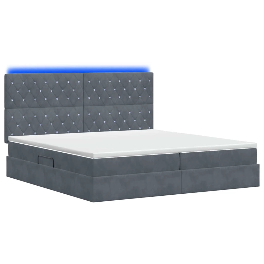 Letto con contenitore LED e materasso Grigio Scuro 200 x 200 cm 3460093