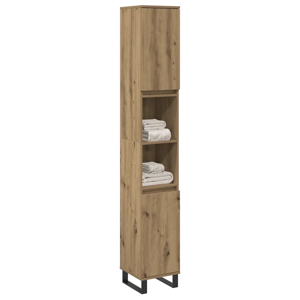 Armadietto Bagno Rovere 30x30x190 cm Legno Multistrato 857203