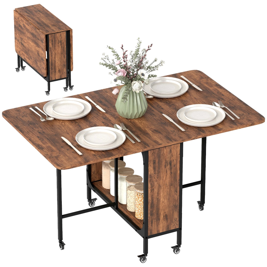 Tavolo allungabile pieghevole da pranzo con ruote ¨C zephmum ¨C Marrone, 6 persone