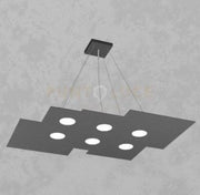 PLATE SOSPENSIONE 6+2 LUCI BIEMISSIONE GRIGIO ANTRACITE 1129-S6 R+2-GA