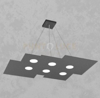PLATE SOSPENSIONE 6+2 LUCI BIEMISSIONE GRIGIO ANTRACITE 1129-S6 R+2-GA