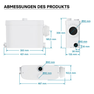 Stazione di sollevamento 3/1 per acque reflue con attacco laterale 450 W Prevalenza 7,5m