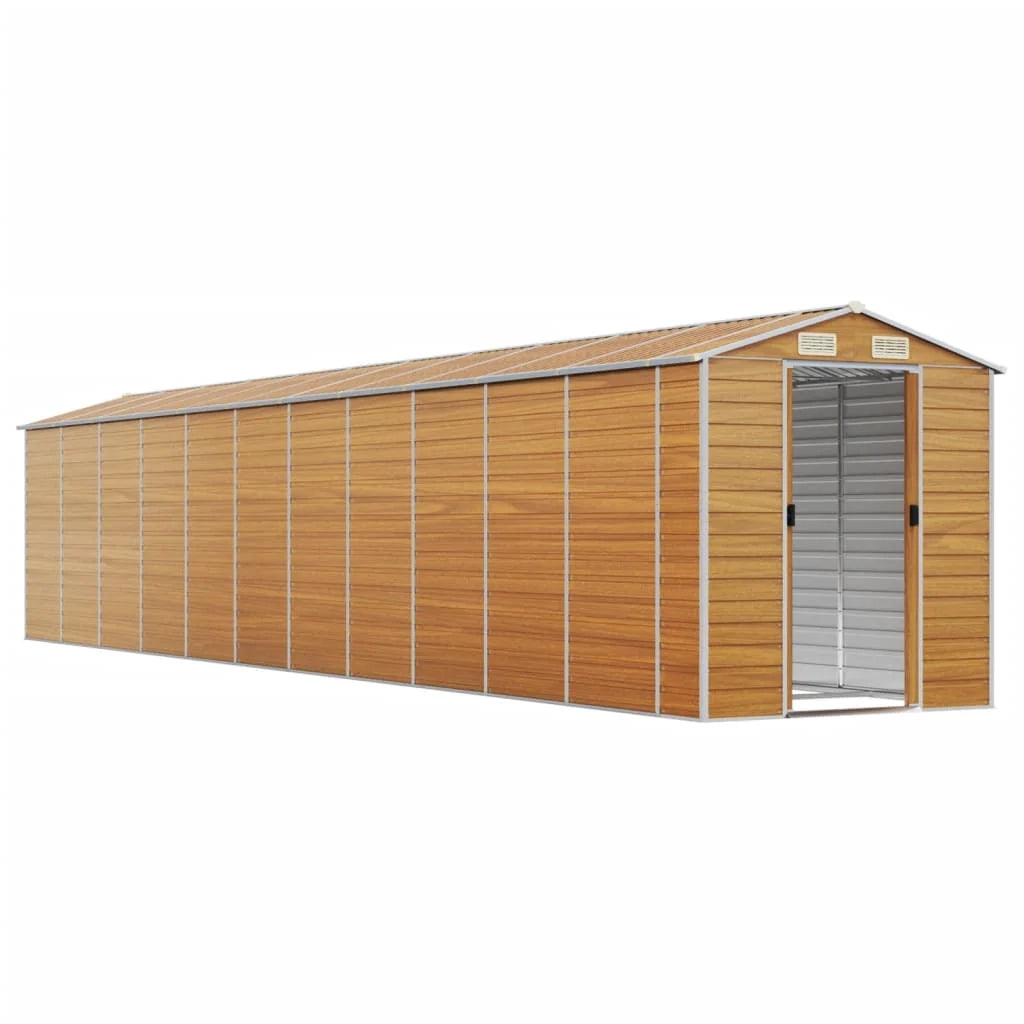 Casetta da giardino cabina ripostiglio capanno da esterno capanno per attrezzi robusta colore chiaro 191 x 980 x 198 cm acciaio zincato marrone 02_0022298