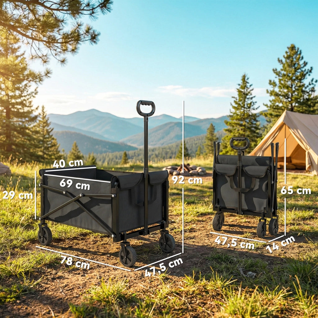Carrello da giardino pieghevole 80L ¨C zephmum ¨C nero