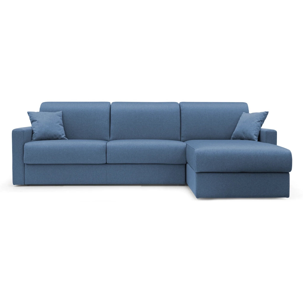 Chris Divano letto angolare 5 posti in tessuto impermeabile T13 288 cm Sinistro (mat. 160x197) blu