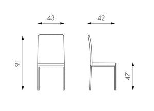 Set 2 Sedie 42x43xH91 cm in Similpelle Flag Tortora
