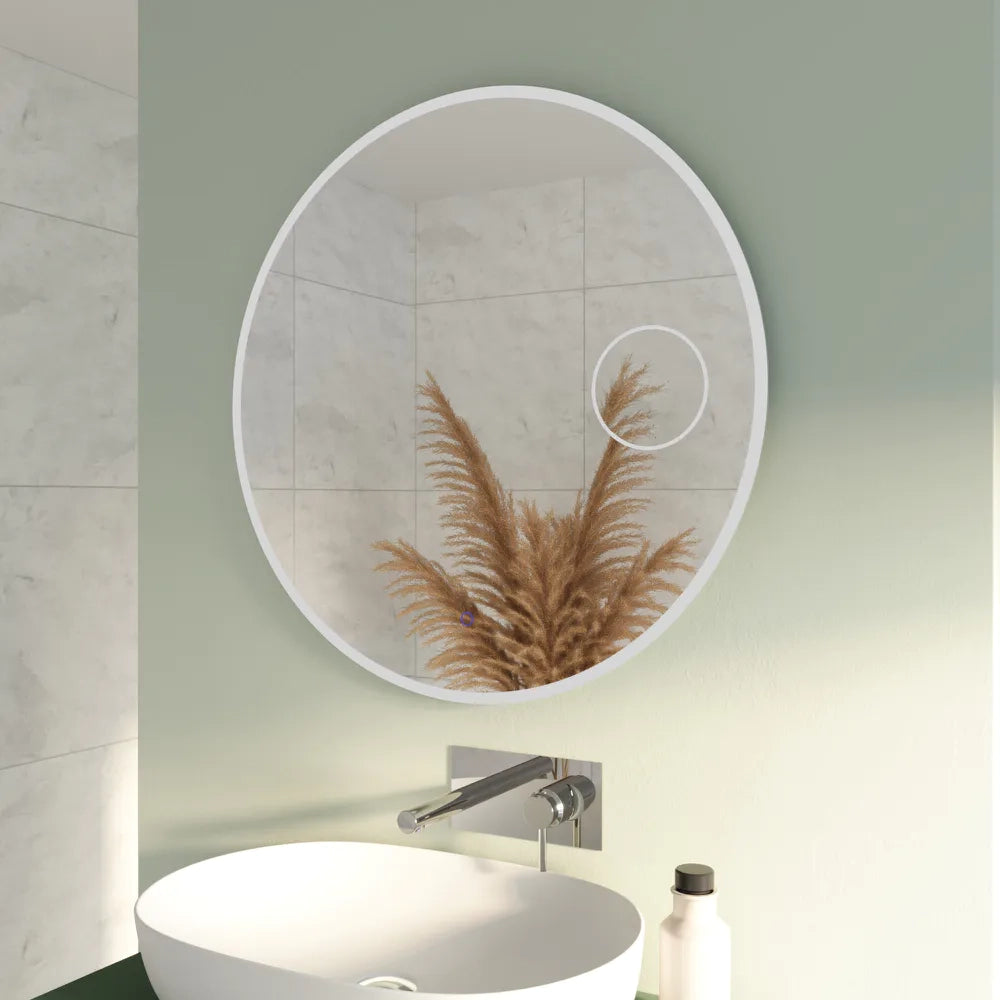 Specchio led tondo 80cm luce calda, neutra, fredda antiappannamento e ingranditore | Matar