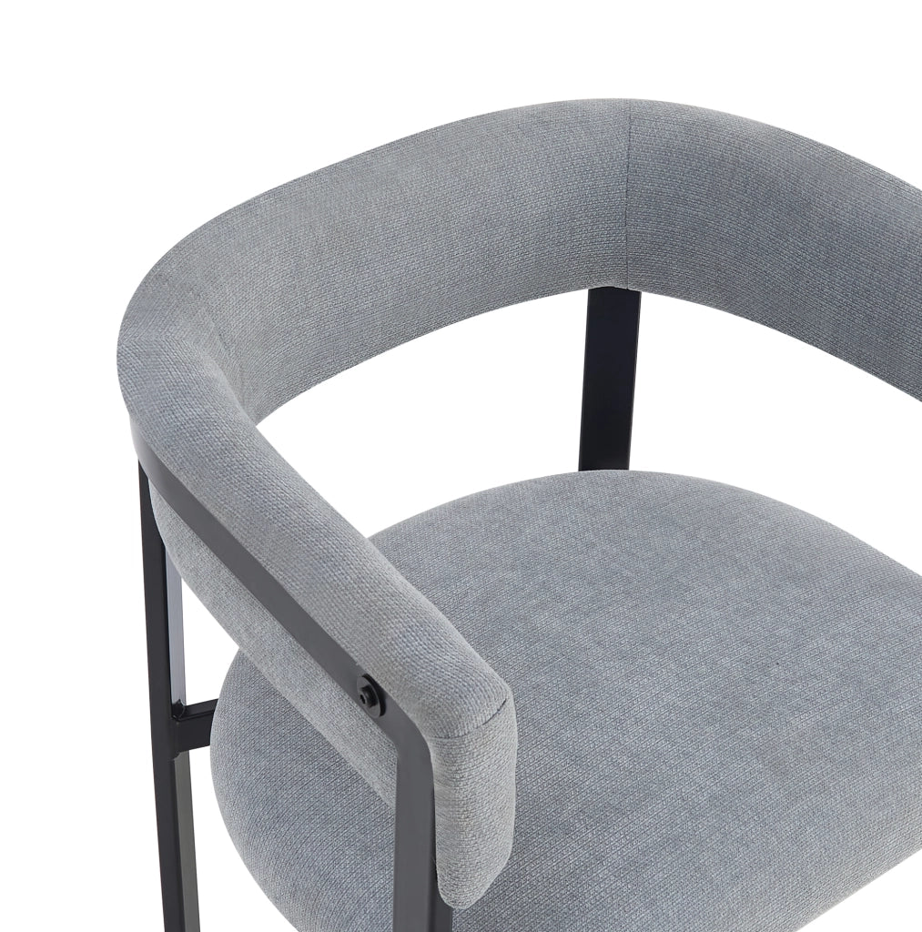Set di 2 sedie da pranzo 84.99x64.01x42.49 cm con schienale a C in chenille e metallo grigio