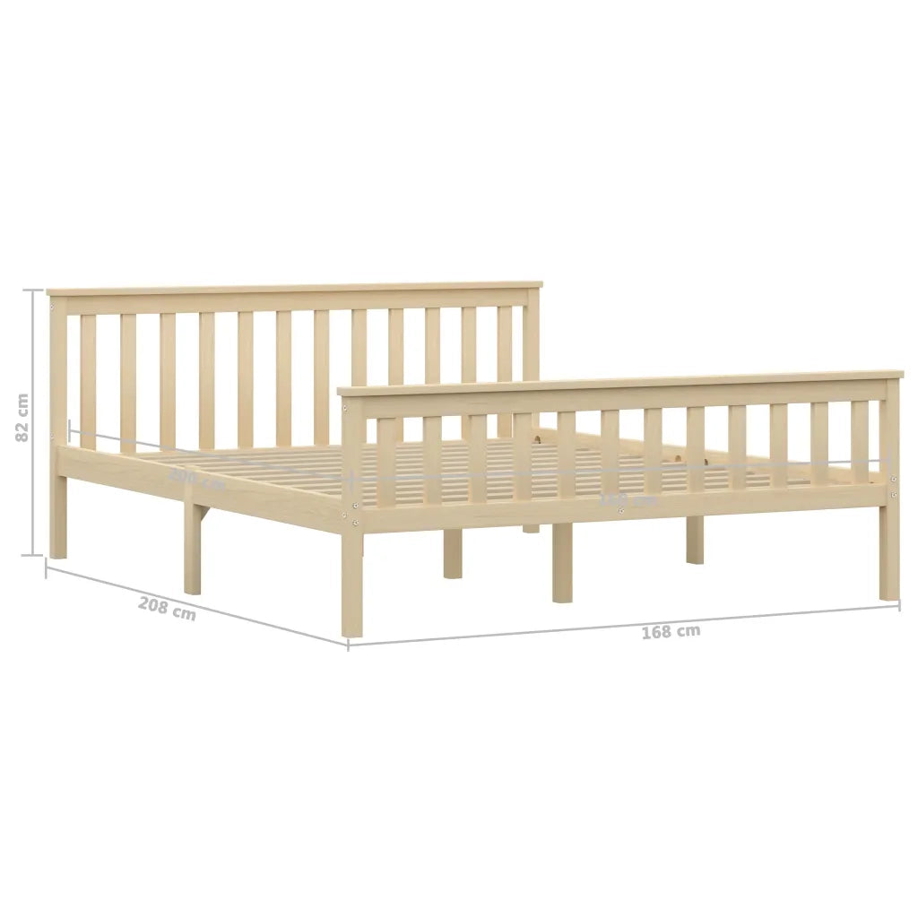 Letto matrimoniale | Letto per adulti | Giroletto senza Materasso Naturale 160x200 cm Legno di Pino