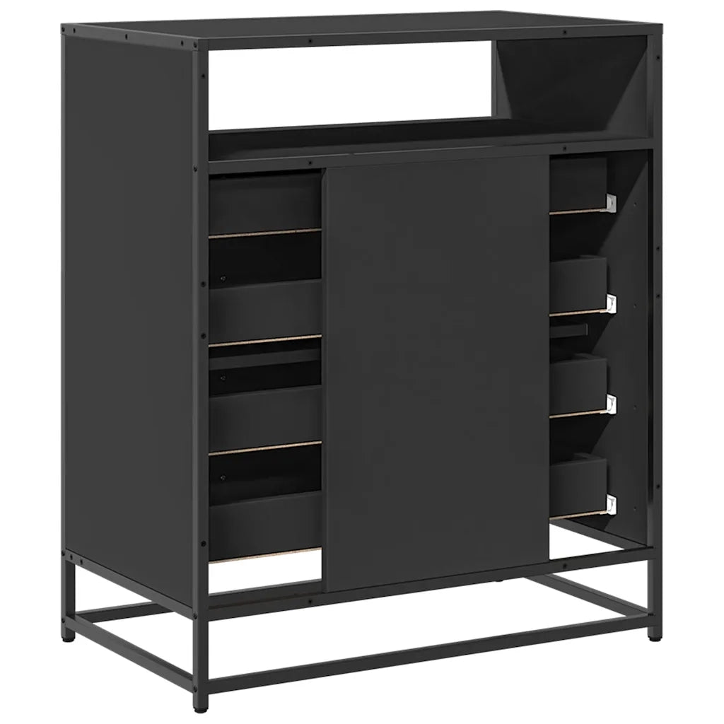 vidaXL Cassettiera Nera 70x41x83,5 cm in Legno Multistrato