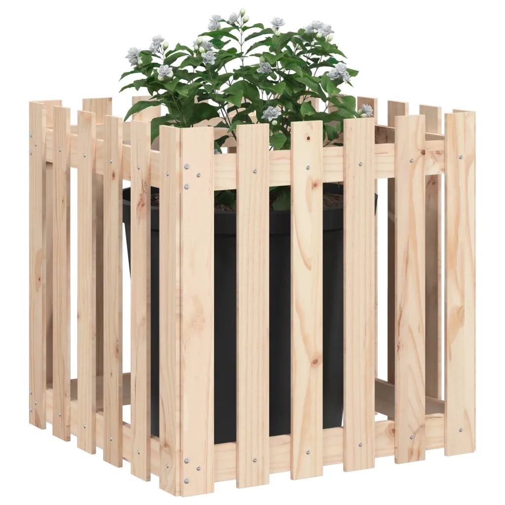 Fioriera | Cassetta per fiori | Vaso Giardino Design a Recinzione 60x60x60 cm Massello Pino