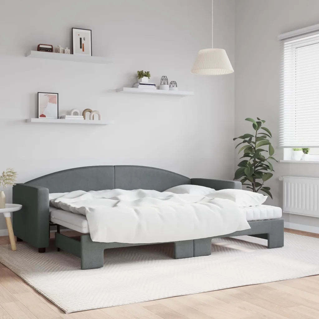 Divano letto | Sof¨¤ letto | Letto singolo Estraibile Materassi Grigio Scuro 80x200cm Tessuto