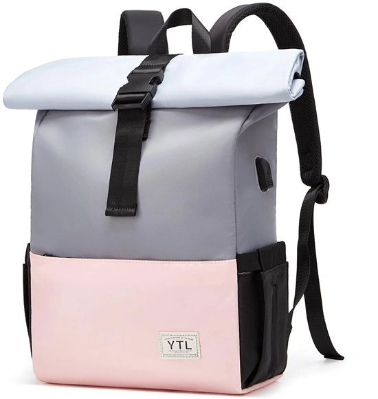 Borsa da Coda Rolltop per Uomo e Donna, Borsa Leggera Impermeabile per Bicicletta Borsa da Viaggio Borsa per Scuola Borsa per Adolescenti a Molti Comparti con Fodero per Laptop da 15,6