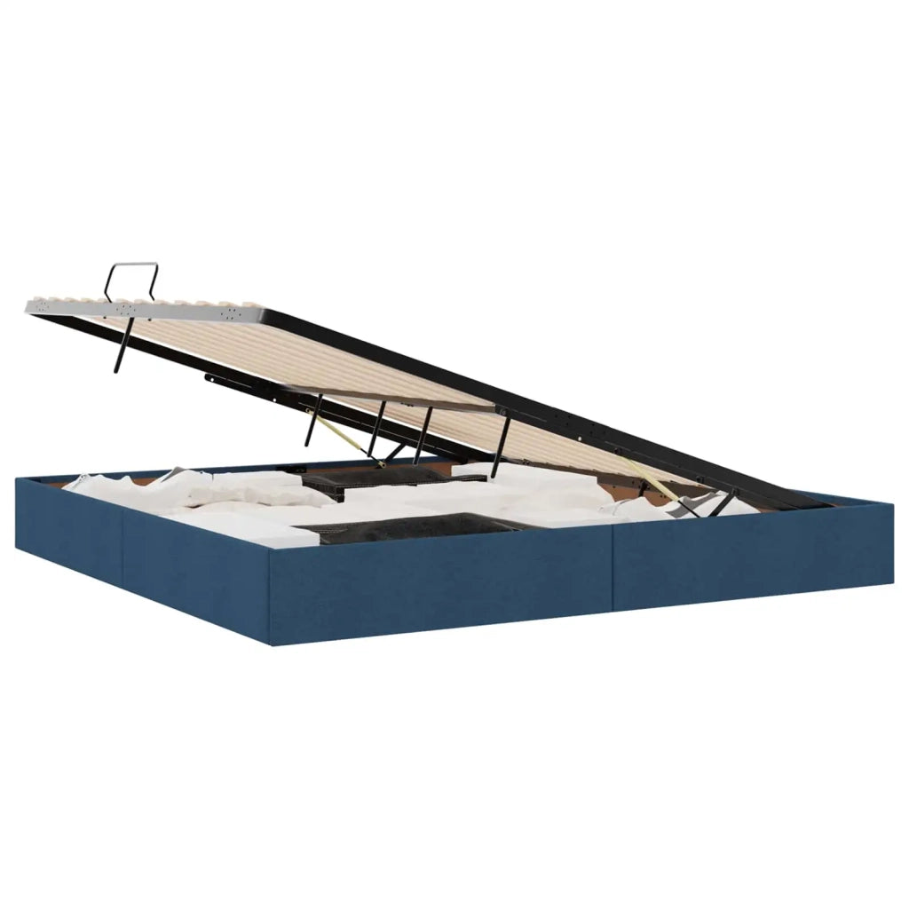 Letto ottomano con archiviazione Blu 200 x 200 cm Tessuto 3442849