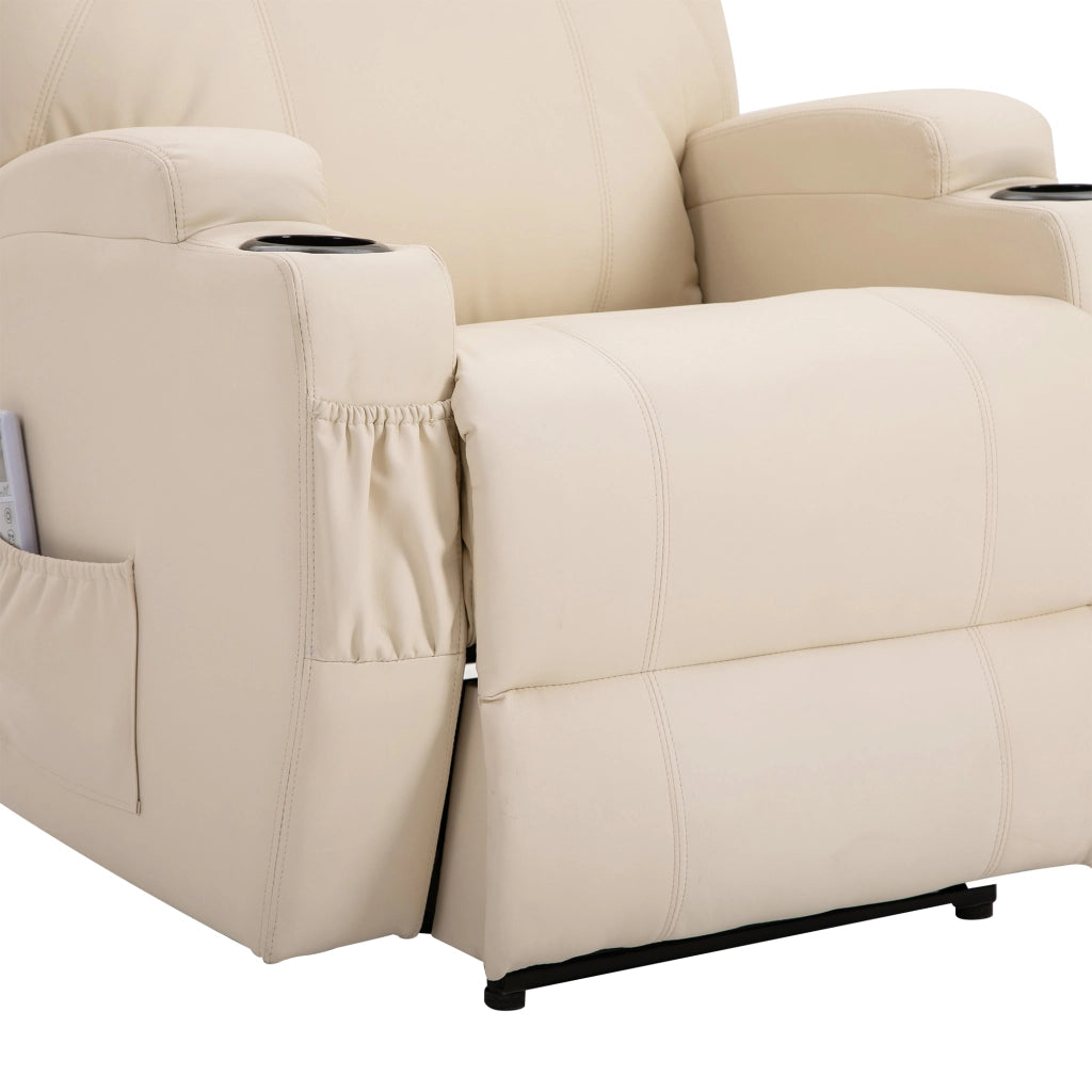 Poltrona Relax Massaggiante Elettrica Reclinabile ¨C zephmum ¨C Tessuto Cr¨¨me