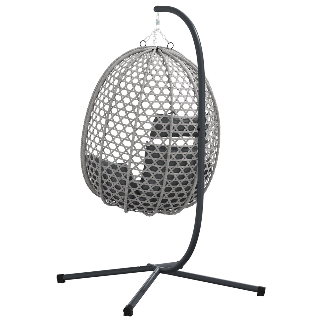 Sedia a Uovo Appesa con Struttura Grigia in Polyrattan