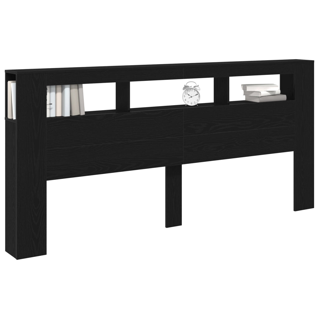 Testiera di stoccaggio  con luci LED Nero Rovere 220x18,5x103,5 cm