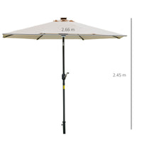 Ombrellone da Giardino con Luci LED a Pannello Solare Ø2,66m in Metallo e Poliestere Bianco Crema