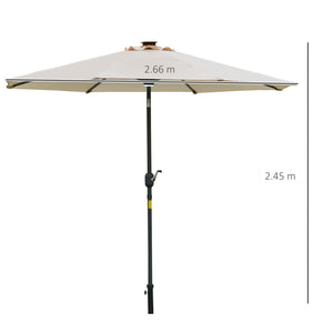 Ombrellone da Giardino con Luci LED a Pannello Solare Ø2,66m in Metallo e Poliestere Bianco Crema