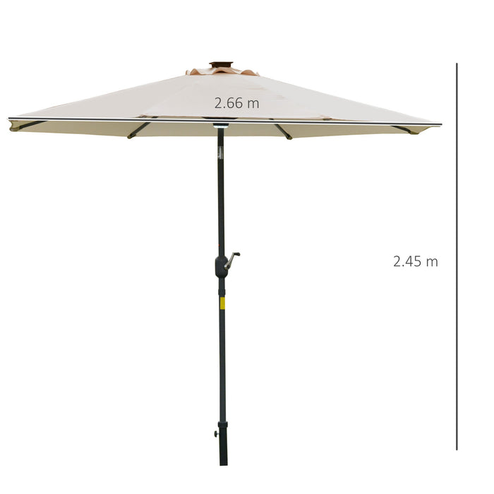 Ombrellone da Giardino con Luci LED a Pannello Solare Ø2,66m in Metallo e Poliestere Bianco Crema
