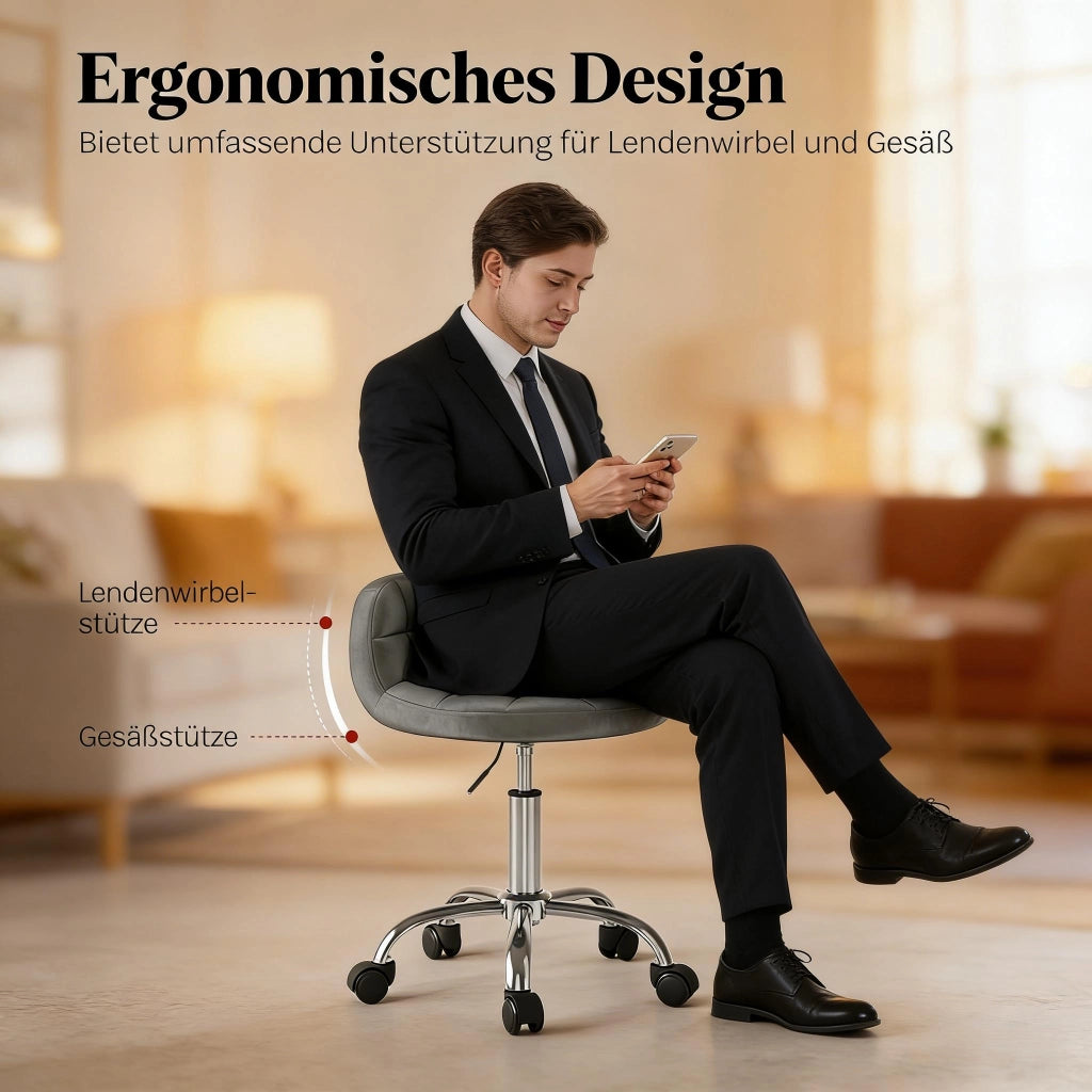 SEDIA UFFICIO Girevole Regolabile 56,5-68 cm Velluto Grigio Scuro
