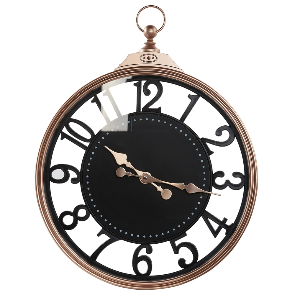Orologio da parete nero ramato in materiale sintetico 44 cm con numeri arabi in stile tradizionale