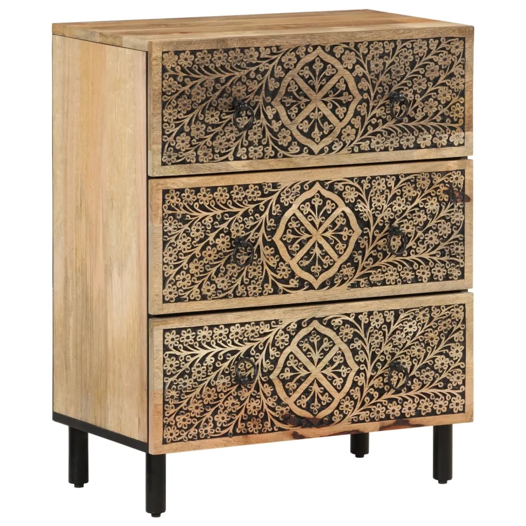 vidaXL Credenze 3 pz 60x33x75 cm in Legno Massello di Mango