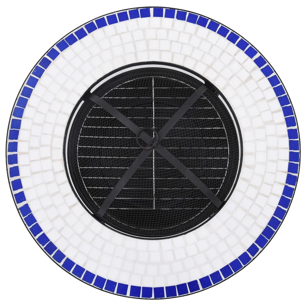 Tavolo con Braciere a Mosaico Blu e Bianco 68 cm in Ceramica CFW5146673