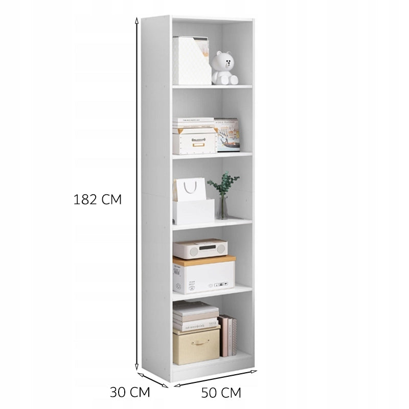 Scaffale bianco per libri, ripiani alti, moderno, colonna loft 182 cm