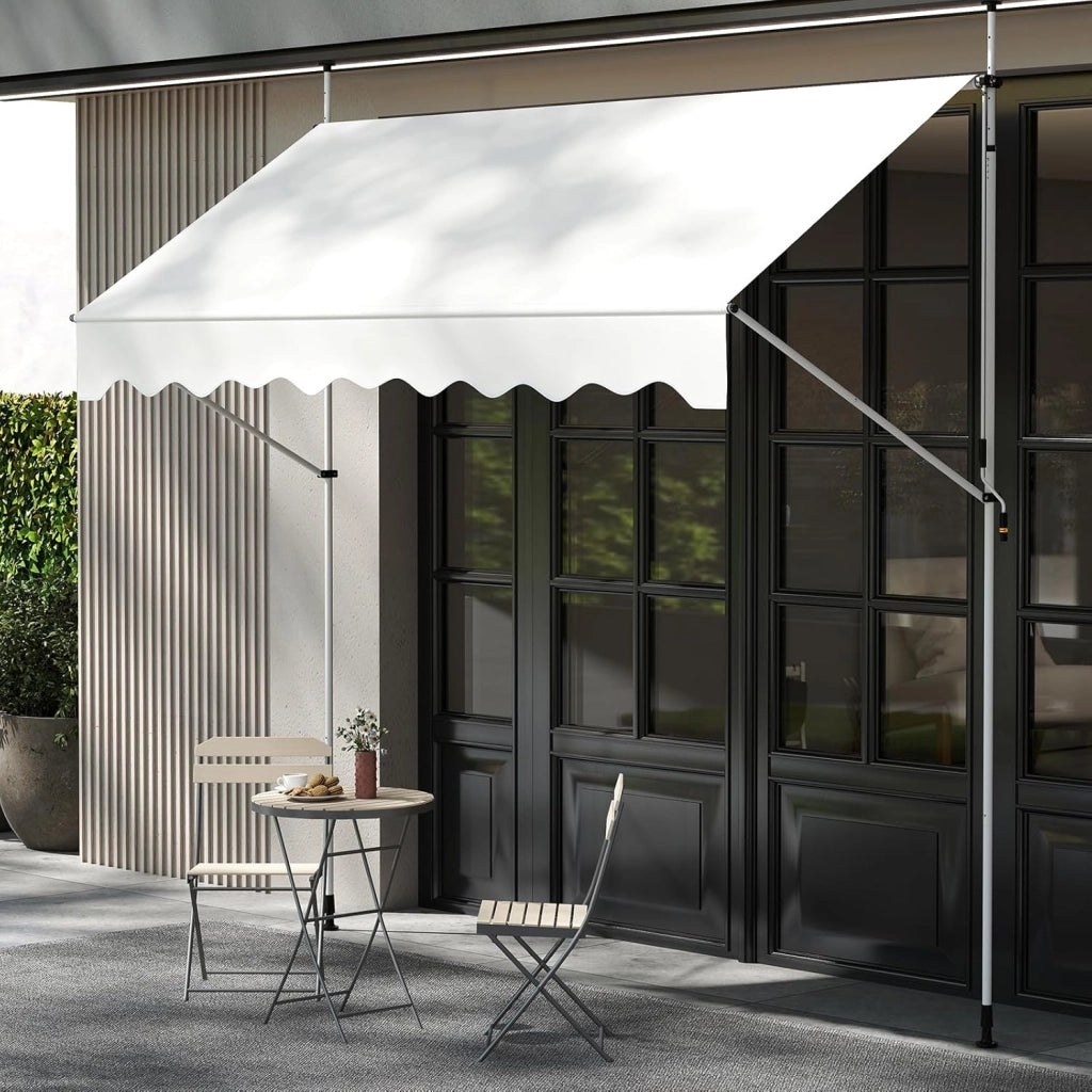 Tenda da Sole a Morsetto, Regolabile in Altezza e Inclinazione con Manovella, Telo Impermeabile e Resistente ai Raggi Solari e Telaio Antiruggine, Tenda Retrattile Senza Foratura (3M,Bianco)