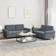 Set di Divani 2 pz con Cuscini Grigio Scuro in Vellutocod mxl 131051