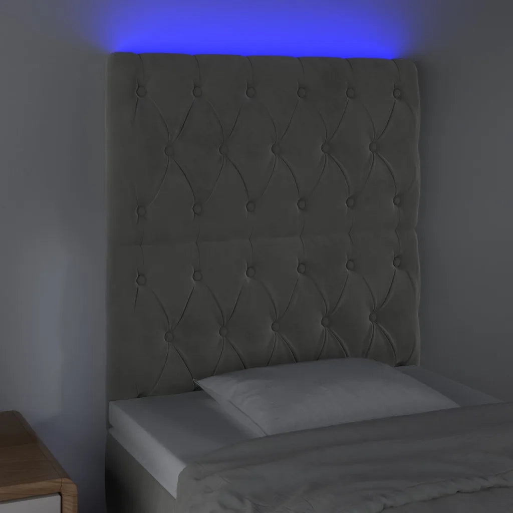 Testiera | Testata a LED Grigio Chiaro 80x7x118/128 cm in Velluto