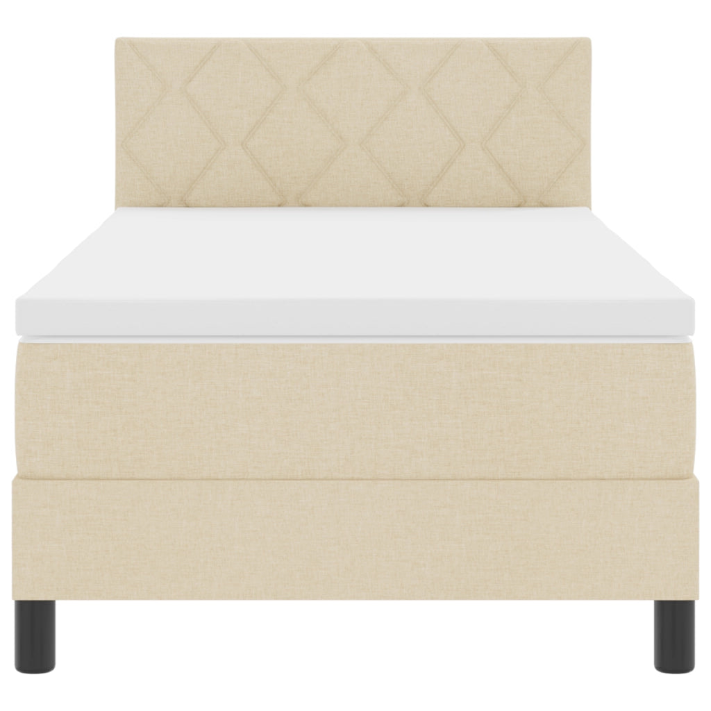 Letto Box Spring con Materasso Crema 90x190 cm Tessuto