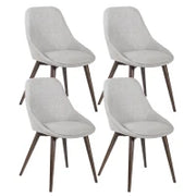 E-STYLO Sedia da pranzo in tessuto grigio chiaro con gambe e struttura in massello di noce, 58cm X 49cm H. 85cm.