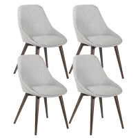 E-STYLO Sedia da pranzo in tessuto grigio chiaro con gambe e struttura in massello di noce, 58cm X 49cm H. 85cm.