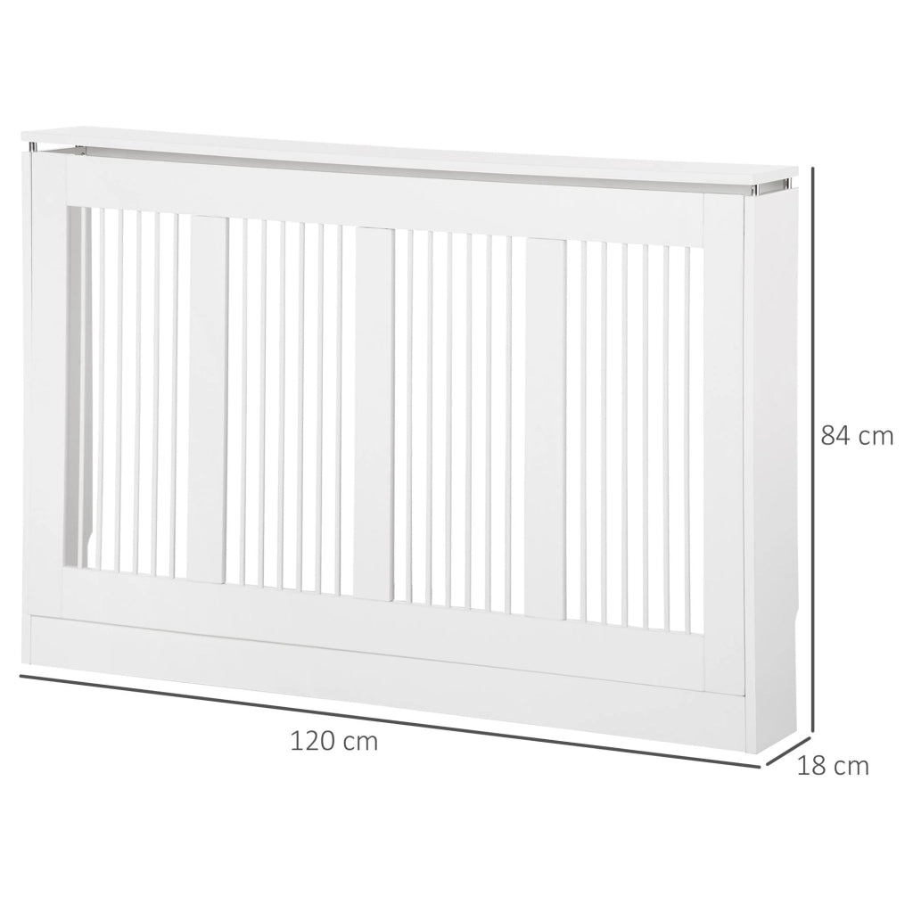 Copritermosifone a Doghe 120x18x84 cm in MDF e Acciaio Bianco