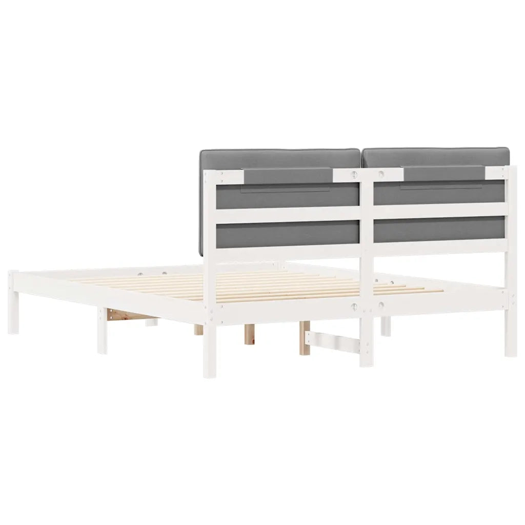 Letto con Testiera Rivestita Grigio chiaro 150 x 200 cm