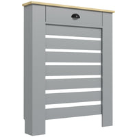 Copritermosifone a Doghe 78x19x95.5 cm Copricalorifero a Griglia con Cassetto in MDF Grigio