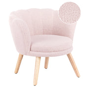 Poltrona per bambini con gambe in legno bouclè rosa pastello cameretta