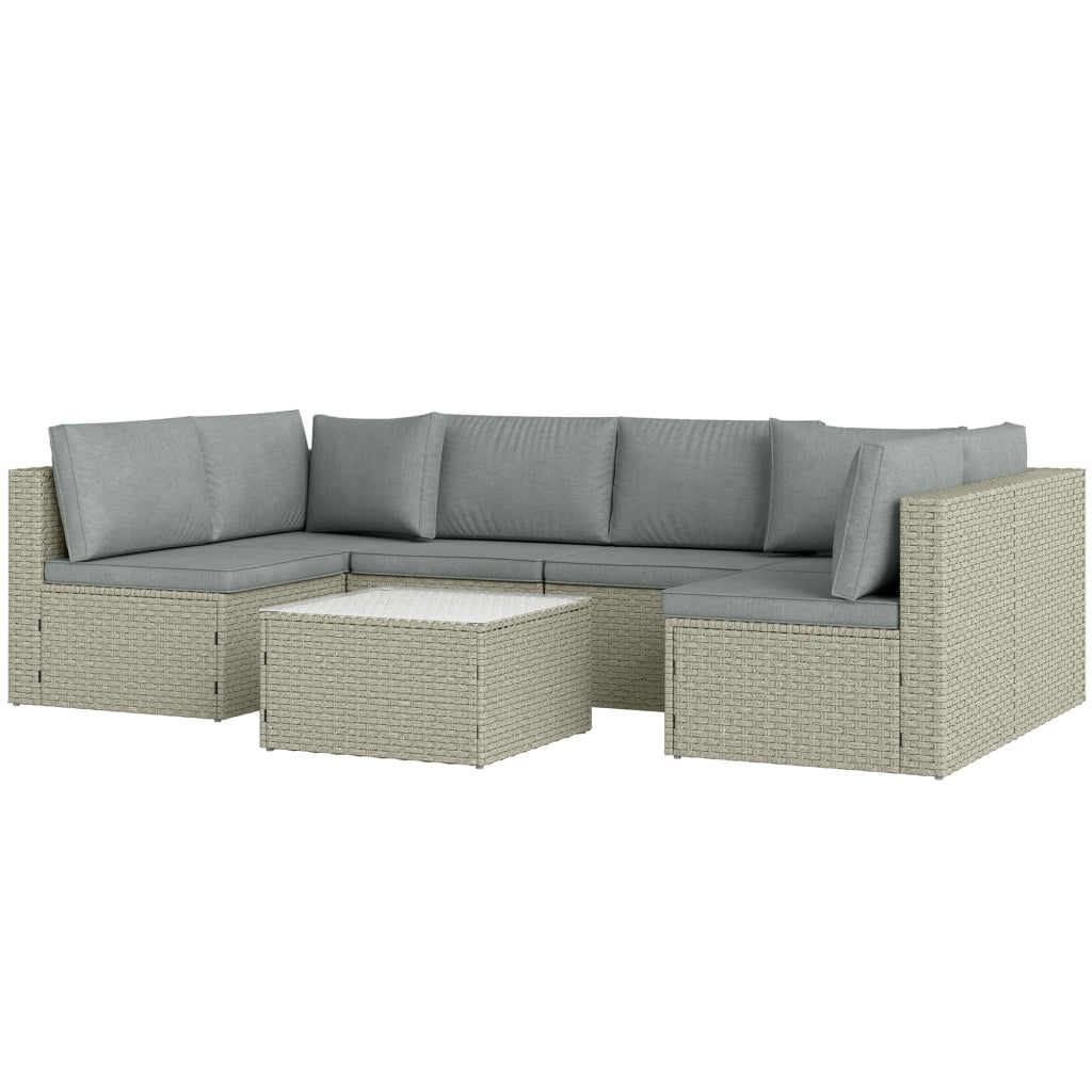 Set da giardino modulabile 6 persone ¨C zephmum ¨C polyrattan marrone con vetro