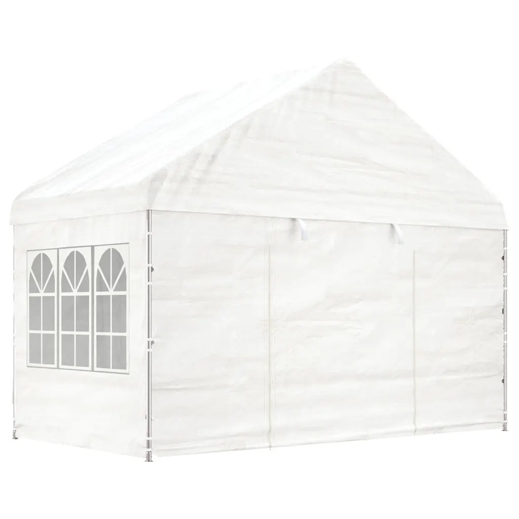 Gazebo con Tetto Bianco 13,38x4,08x3,22 m in Polietilene 3155490
