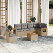 Set Divani da Giardino 7 pz con Cuscini Beige in Polyrattancod mxl 90276