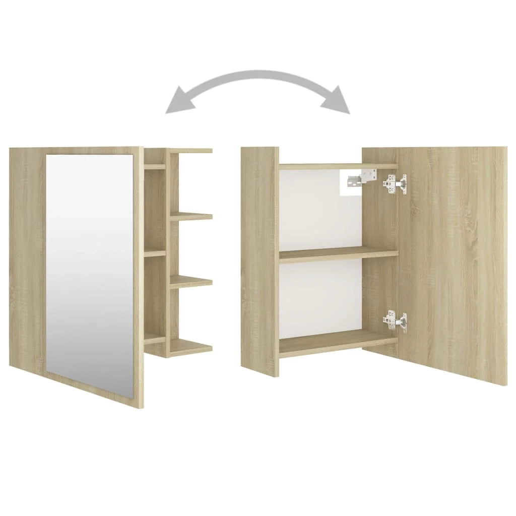Mobiletto specchio da bagno 62,5 x 20,5 x 64 cm truciolare rovere 02_0006684