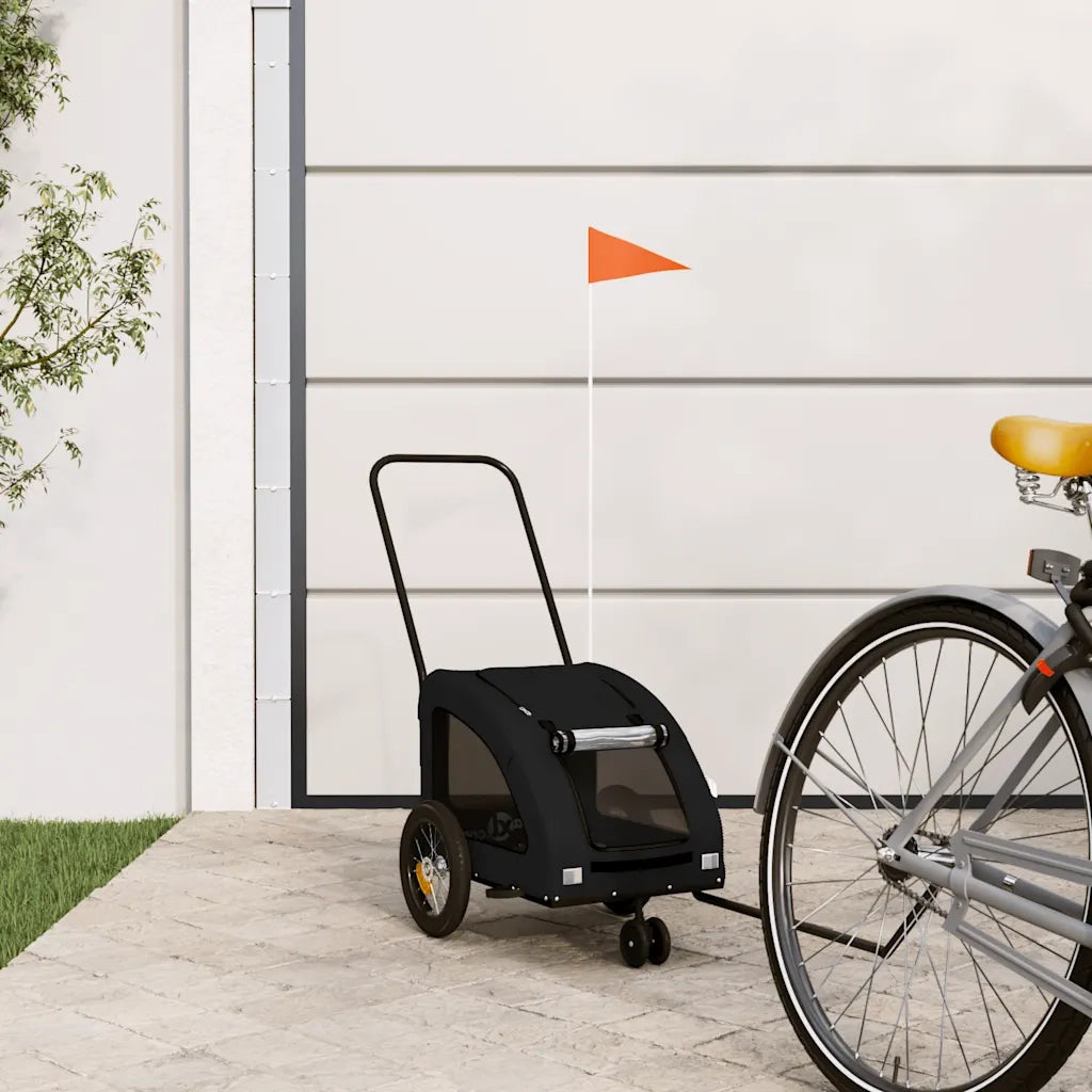 Rimorchio da Bici per Animali Nero Oxford e Ferro CFW8017981