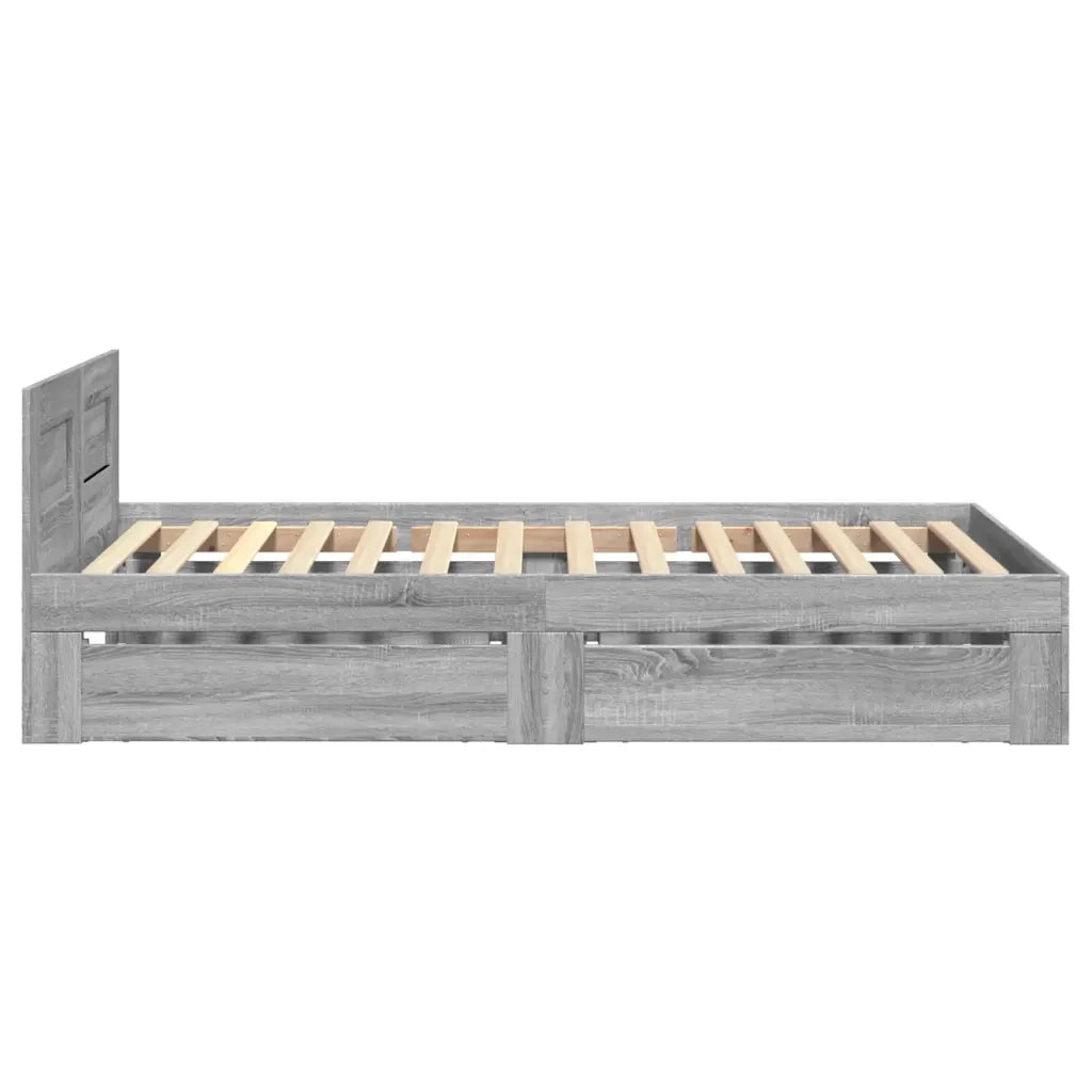 Letto singolo | Letto per adulti | Giroletto con Testiera Grigio Sonoma 75x190cm Legno Multistrato