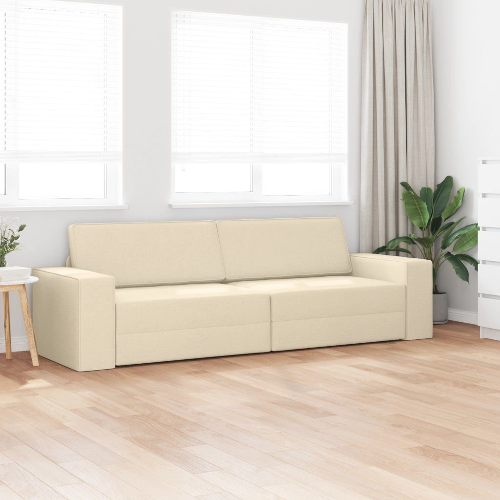 Divano Letto 2-in-1 Panna 245x150x60.5 cm Tessuto