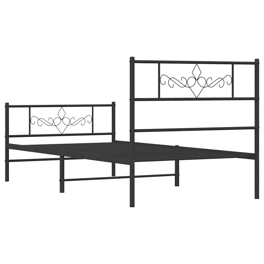 vidaXL Giroletto con Testiera e Pediera Metallo Nero 100x200 cm