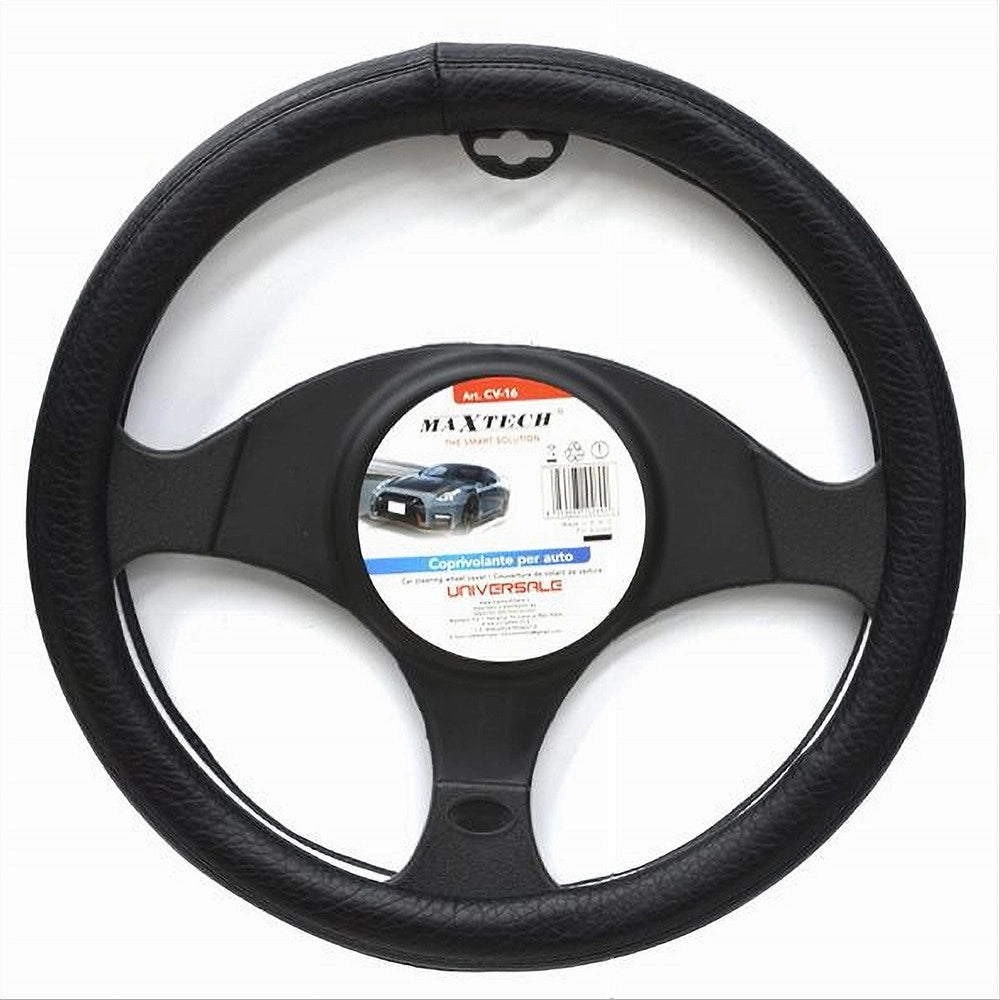 Trade Shop - Coprivolante Auto Copertura Fodera Protezione Sterzo Universale 38 Cm Nero Cv-16 -